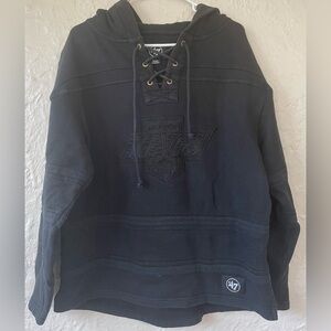 47 Brand Los Angeles Kings Black Cotton Blend Lacer Hoodie Sweatshirt; size S